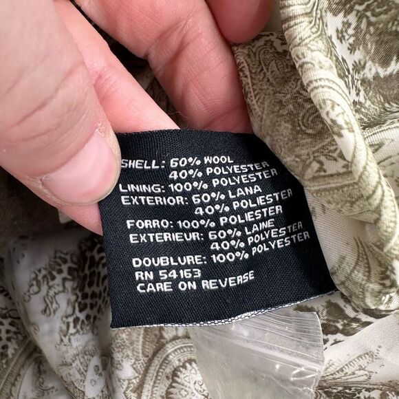 Vintage Y2K Guess Military Melange Green Wool Blend Pea Coat Medium Safari - Picture 11 of 16